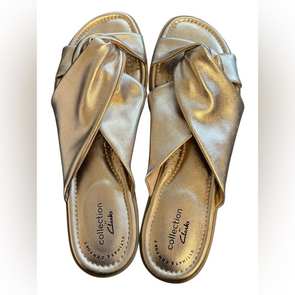 🟠Clarks Collection Metallic Slip-On Sandals – Size 8/8.5 - Picture 4 of 8